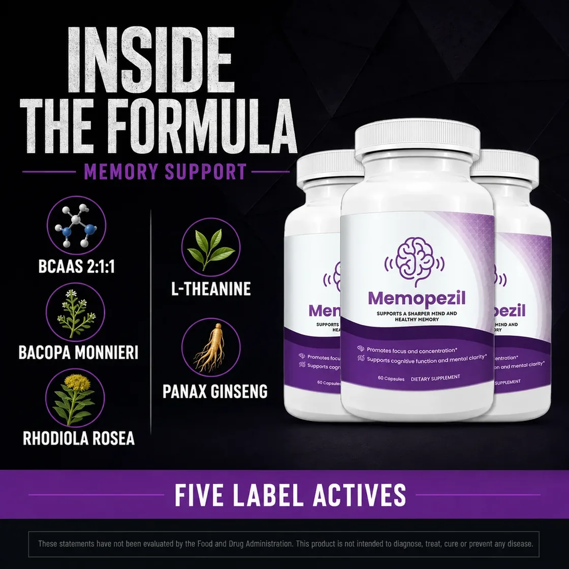 Inside the Memopezil formula: BCAAs 2:1:1, bacopa monnieri and rhodiola rosea