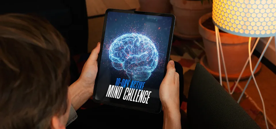The 10-Day Active Mind Challenge shown on a tablet