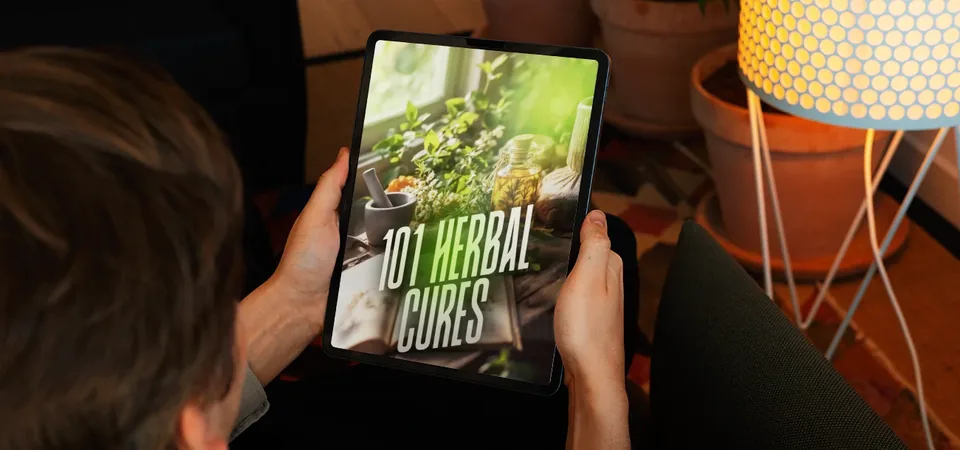 The 101 Herbal Cures bonus e-book shown on a tablet