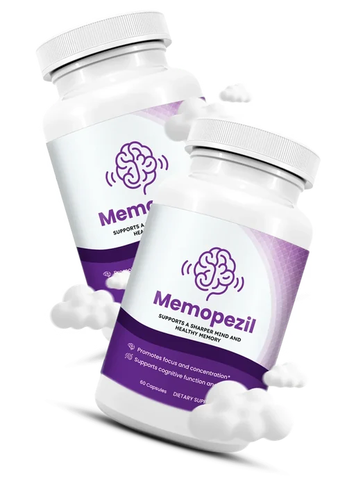 Two Memopezil bottles among white clouds